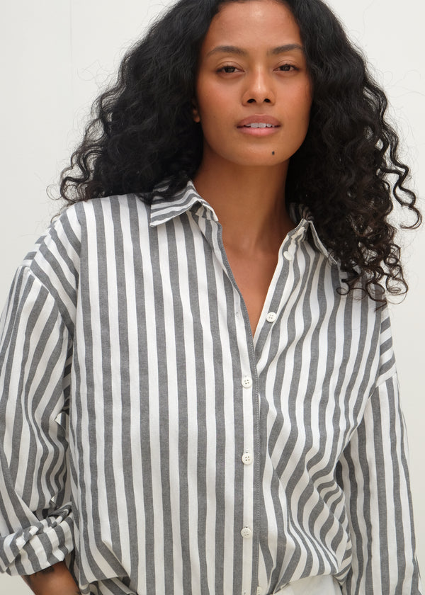 Alberta Shirt - Slate Bold Stripe