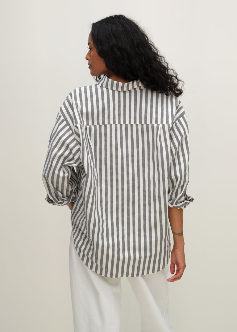 Alberta Shirt - Slate Bold Stripe - Jesse Kamm